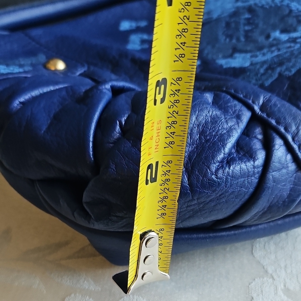 Fiore By Isabella Fiore Cobalt Blue Embroidered Leather Bag - Picture 10 of 12